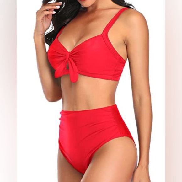 Tempt Me Women High Waisted Bikini Set Tummy Control Ruched Tie Knot Swim Suits - Picture 3 of 9